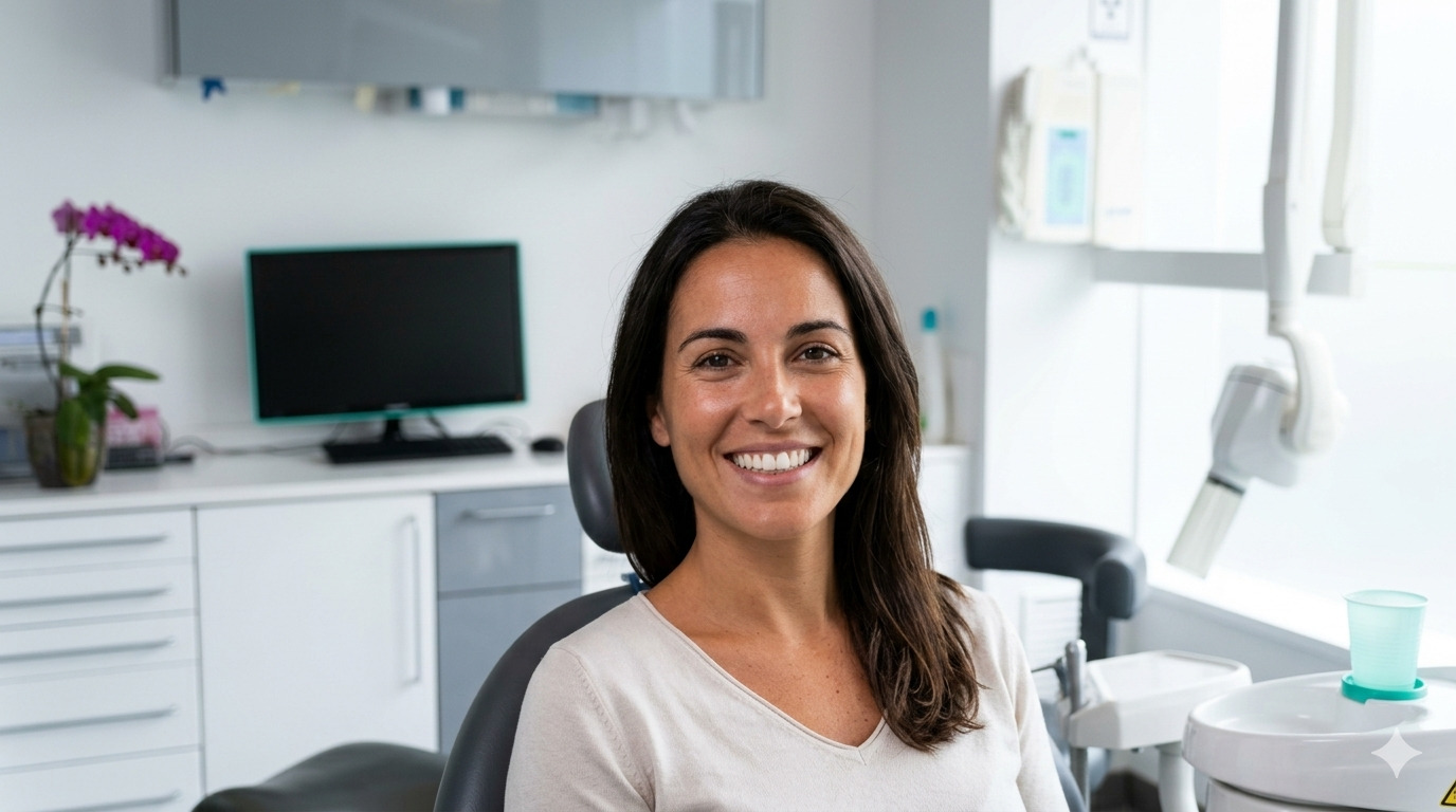 blanqueamiento-dental Una paciente que se ha sometido a un blanqueamiento dental.